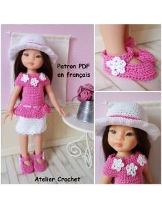 Jupe, tunique, chapeau et chaussures patron PDF de crochet pour poupée Paola Reina Las Amigas