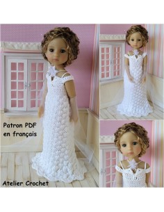 Patron PDF d'une tenue de mariée au crochet pour poupée Ruby Red Fashion Friends