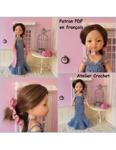 Robe de soirée, étole et chouchou patron PDF de crochet pour poupée Paola Reina Las Amigas