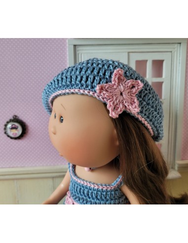 Ensemble robe, béret, chaussures et sac pour poupée Mia Nines d'Onil