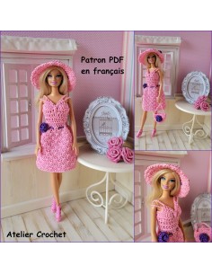 Patron PDF robe, chapeau et sac au crochet pour poupée Barbie