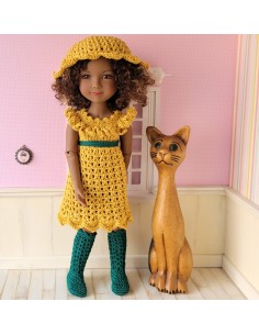 ensemble robe, chapeau et bottes au crochet pour poupée Ruby Red Fashion Friends 2