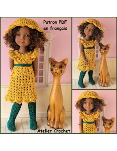 Robe, chapeau et bottes patron PDF de crochet pour poupée Ruby Red Fashion Friends