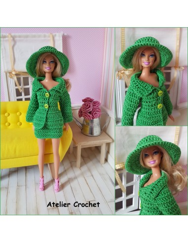 Jupe, veste et chapeau patron PDF de crochet pour poupée Barbie