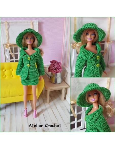 Jupe, veste et chapeau patron PDF de crochet pour poupée Barbie