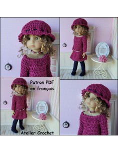 Robe, chapeau et bottes patron PDF de crochet pour poupée Ruby Red Fashion Friends