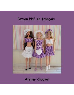 Patron PDF de 3 tenues au crochet pour poupée Barbie