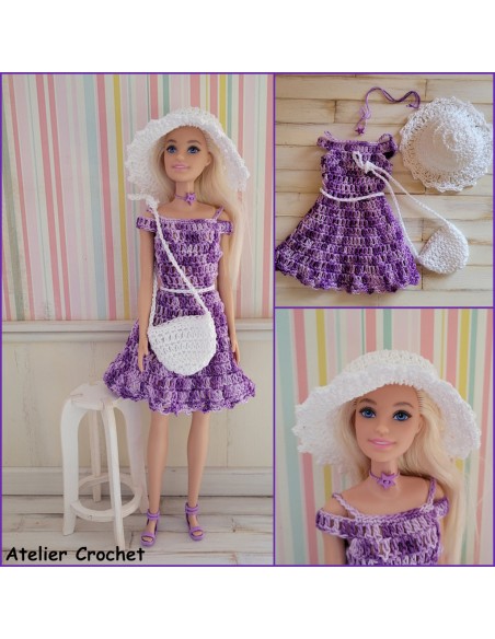 Patron PDF de 3 tenues au crochet pour poupée Barbie