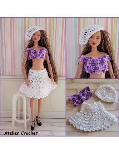 Patron PDF de 3 tenues au crochet pour poupée Barbie