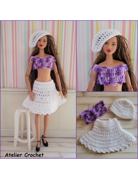 Patron PDF de 3 tenues au crochet pour poupée Barbie