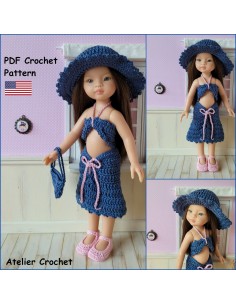 skirt, top, hat, bag and shoes PDF crochet pattern for Paola Reina Las Amigas 2