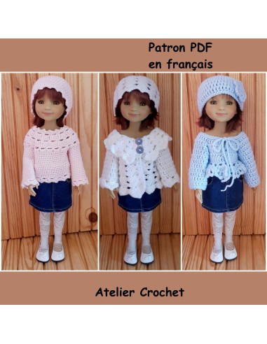 Patron PDF de 3 ensembles au crochet pour poupée Ruby Red fashion Friends