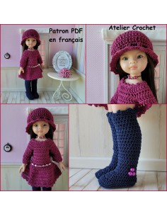 Robe, chapeau et bottes patron PDF de crochet pour poupée Paola Reina Las Amigas