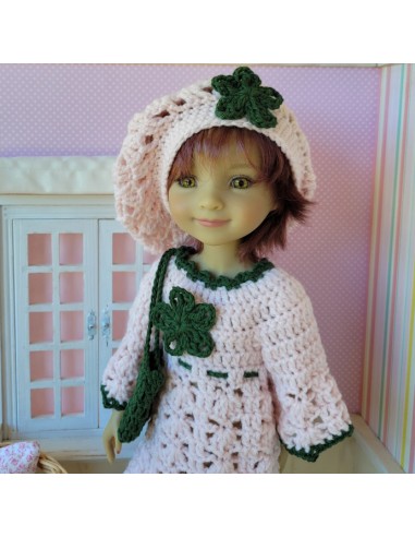 ensemble robe, béret et sac au crochet pour poupée Ruby Red Fashion Friends