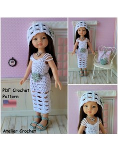 Robe, ceinture, chapeau, sac et chaussures patron PDF de crochet pour Paola Reina Las Amigas 2