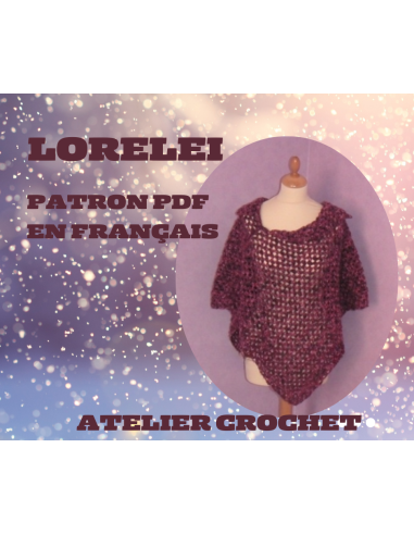 Patron (Tuto) PDF pour réaliser un poncho au crochet en 5 tailles différentes