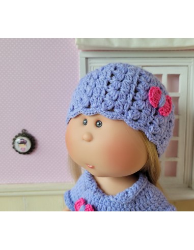 Robe, bonnet et doudou pieuvre au crochet pour poupée Mia Nines d'Onil