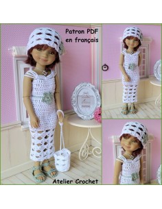 Robe, ceinture, chapeau, chaussures et sac patron PDF de crochet pour Ruby Red Fashion Friends