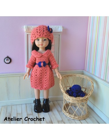 Robe, bonnet et doudou pieuvre au crochet pour poupée Paola Reina Las Amigas