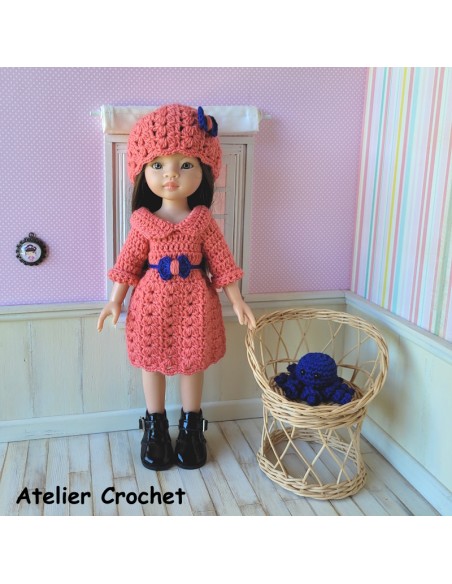 Robe, bonnet et doudou pieuvre au crochet pour poupée Paola Reina Las Amigas