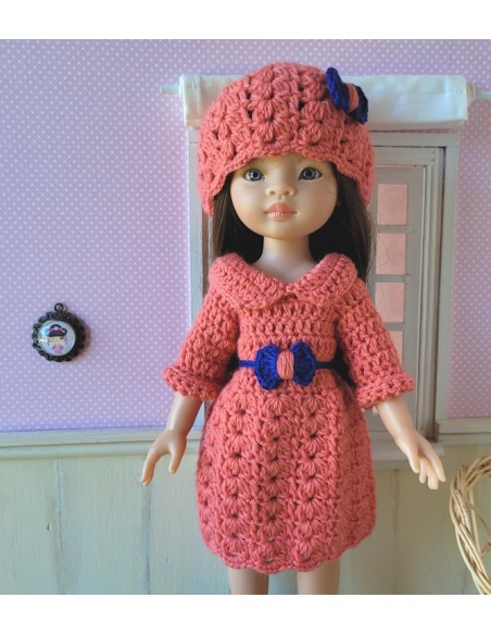 Robe, bonnet et doudou pieuvre au crochet pour poupée Paola Reina Las Amigas