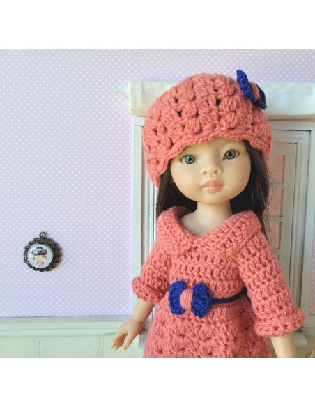 Robe, bonnet et doudou pieuvre au crochet pour poupée Paola Reina Las Amigas