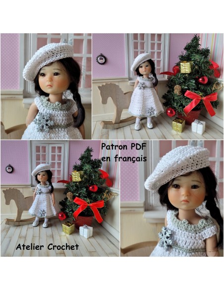 Robe et béret patron PDF de crochet pour poupée Ten Ping