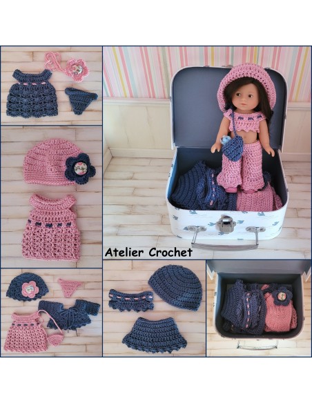 Poupée Mini Corolline et 6 tenues au crochet