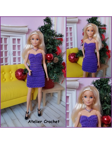 Patron de 2 robes de soirée au crochet pour poupée Barbie