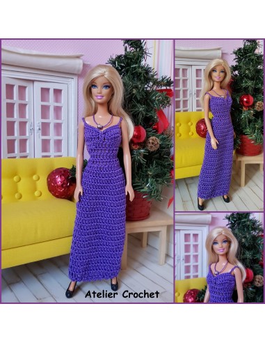 Patron de 2 robes de soirée au crochet pour poupée Barbie