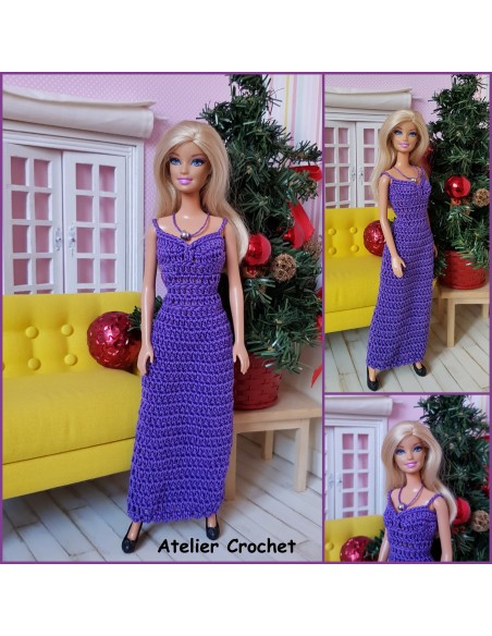 Patron de 2 robes de soirée au crochet pour poupée Barbie