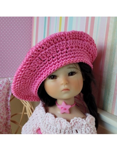 Ensemble robe et béret au crochet pour poupée Ten Ping