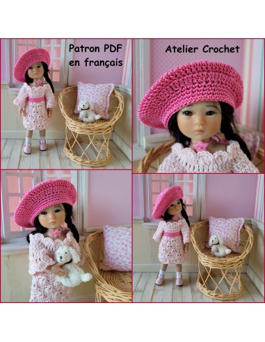 Robe et béret patron PDF de crochet pour poupée Ten Ping