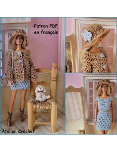 Robe, veste, chapeau et sac patron PDF de crochet pour Barbie