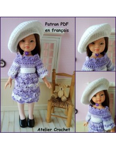 Robe et béret patron PDF de crochet pour poupée Paola Reina Las Amigas ou Chéries de Corolle