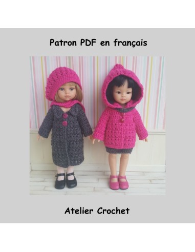 Patron PDF d'un duo de tenues d'hiver au crochet pour poupée Paola Reina Las Amigas