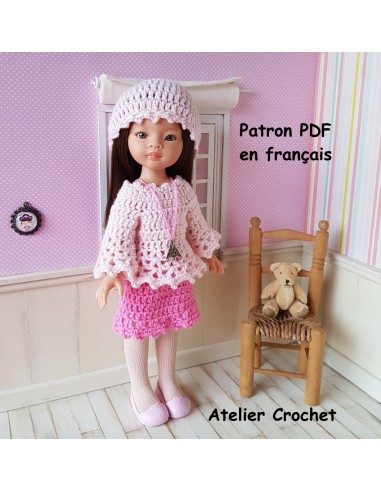 Tunique, jupe et bonnet patron PDF de crochet pour poupée Paola Reina Las Amigas