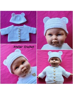 Ensemble gilet et bonnet au crochet pour bébé taille naissance