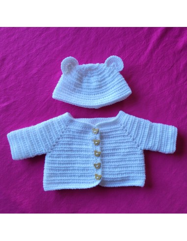 Ensemble gilet et bonnet au crochet pour bébé taille naissance