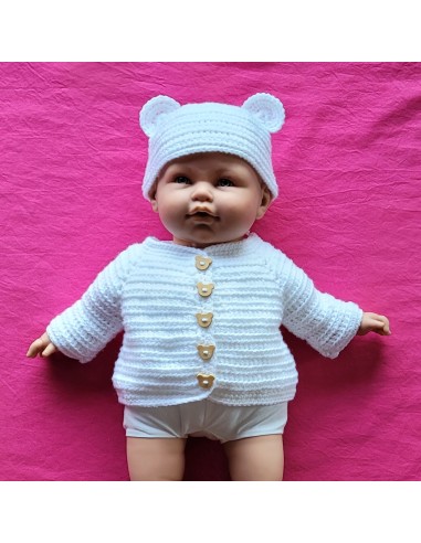 Ensemble gilet et bonnet au crochet pour bébé taille naissance