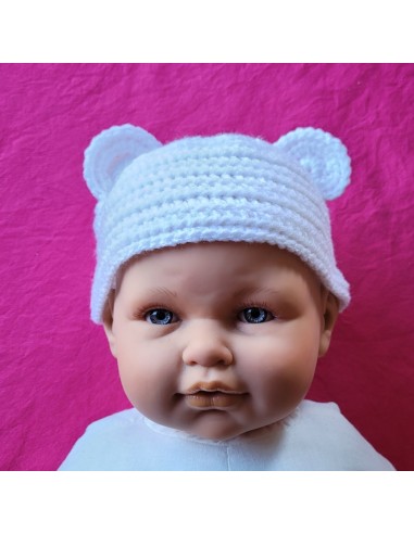 Ensemble gilet et bonnet au crochet pour poupon ou bébé taille naissance
