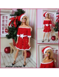 Robe et bonnet de Noël patron PDF de crochet pour Barbie 2