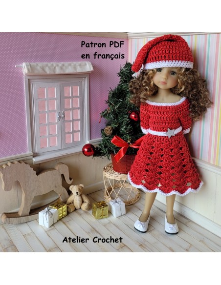 Robe et bonnet de Noël patron PDF de crochet pour Fashion Friends