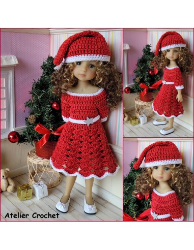 Robe et bonnet de Noël patron PDF de crochet pour Fashion Friends