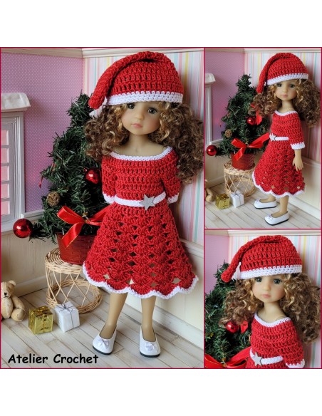 Robe et bonnet de Noël patron PDF de crochet pour Fashion Friends