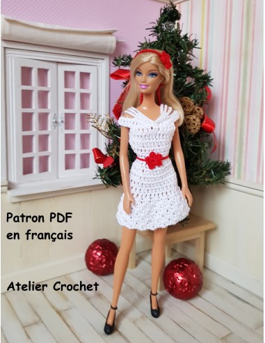 Robe, ceinture et bandeau patron PDF de crochet pour Barbie