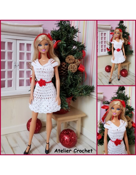 Robe, ceinture et bandeau patron PDF de crochet pour Barbie