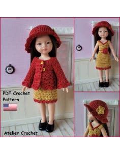 Robe, gilet et chapeau patron PDF de crochet pour poupée Paola Reina Las Amigas 2