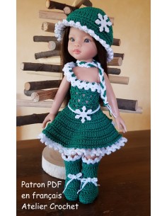 Robe, bonnet, écharpe et bottes patron PDF de crochet pour poupée Paola Reina Las Amigas