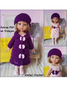 Robe, ceinture, manteau et bonnet patron PDF de crochet pour poupée Paola Reina Las Amigas